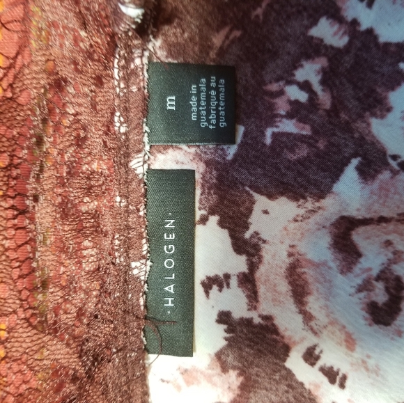 HALOGEN burgandy red pink floral lace trim adjustable straps v neck camisole top - Picture 8 of 10